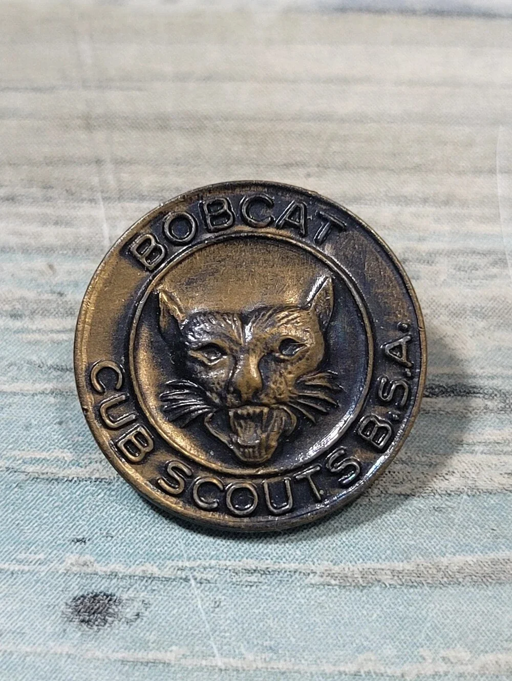 Cub Scouts B.S.A. Bronze Pin - Brown Finish